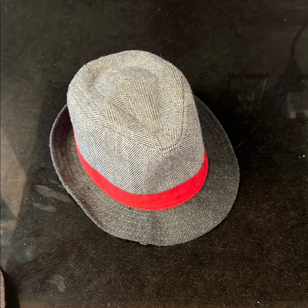 2 Boys Hats Gray Fedora with Red Band and Tan